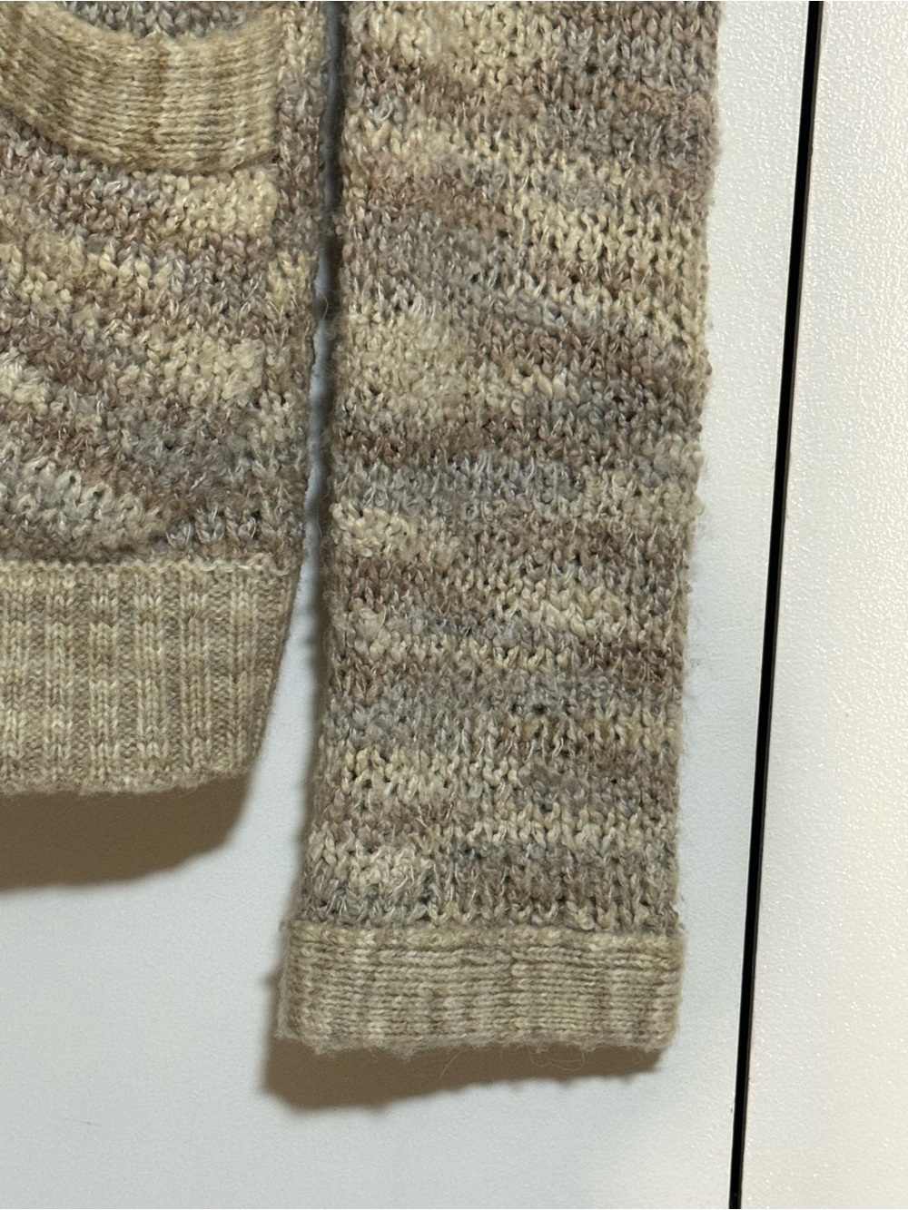Free People Button Cardigan Sweater Beige Gray Alpaca Wool Marled V Neck Large - Picture 9 of 13
